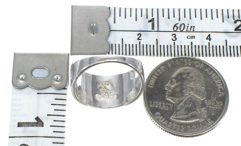 Turquoise Inlay Jewelry Silver Southwestern Ring Size 5-1/4 AX93083